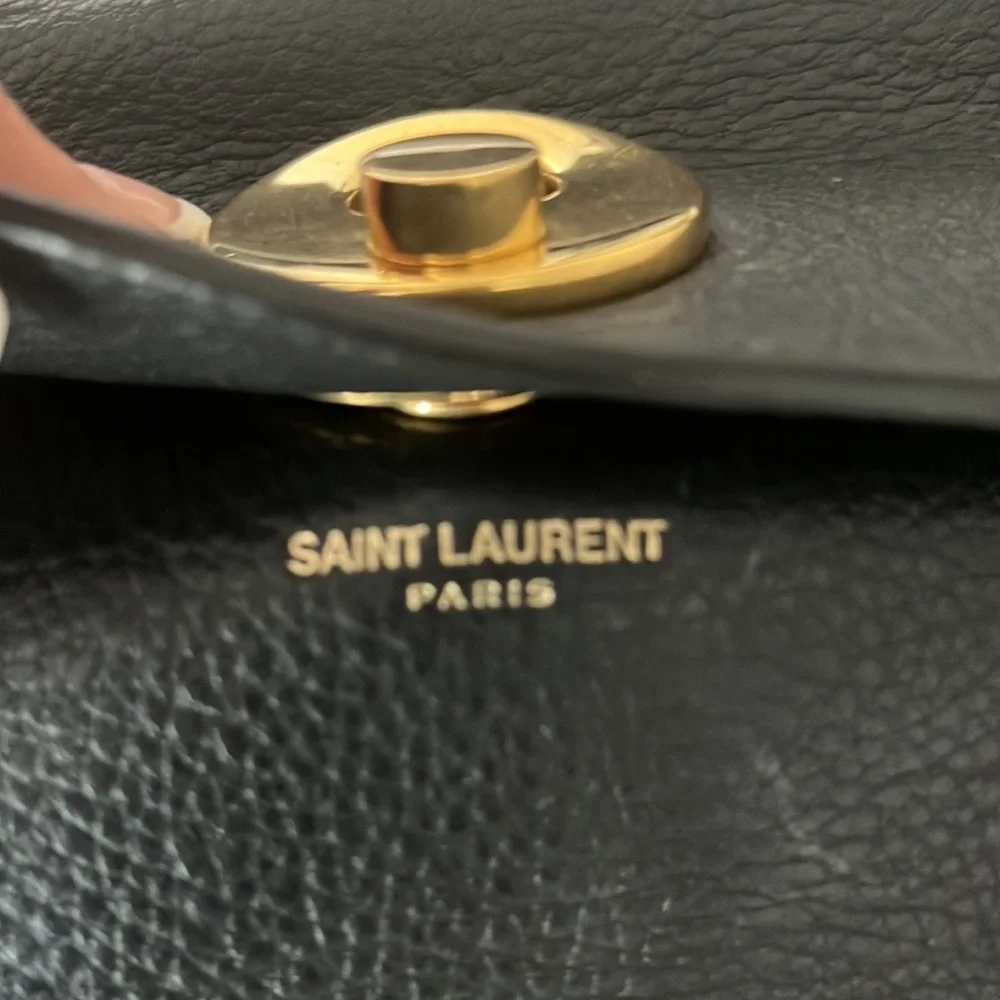 Yves Saint Laurent Black Leather Top-Handle Satchel with Gold Hardware